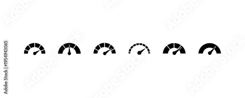 Loading progress semicircle gauge icon set minimal