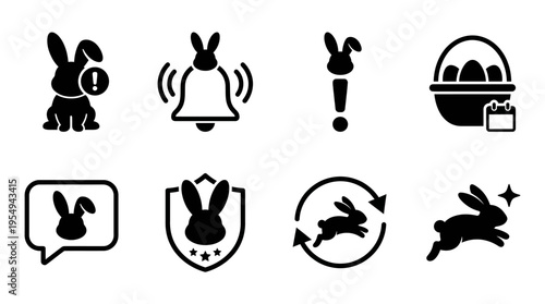 Rabbit Silhouette Vector Poses Collection