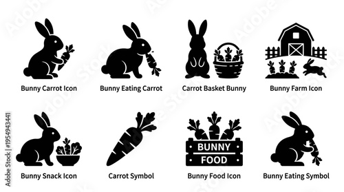 Rabbit Silhouette Vector Poses Collection