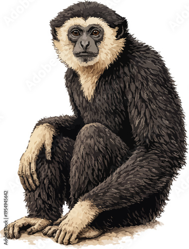 Hylobates agilis illustration art
