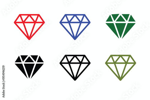 Colorful Diamond Gem Icons Collection