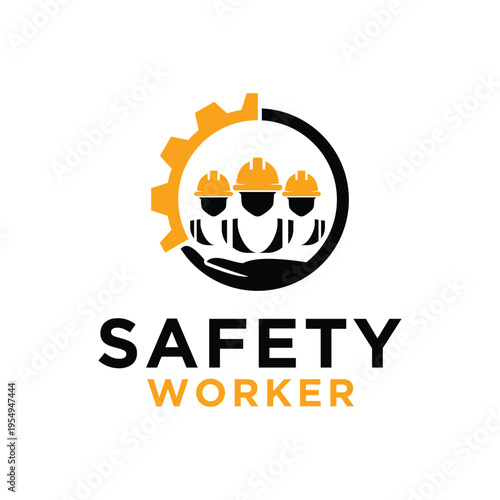 Safety Worker Logo Teamwork and Protection in Construction.