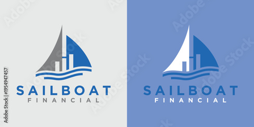 Sailboat Financial Logo Design Modern and Professional Branding.