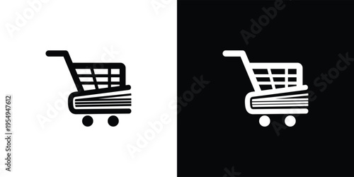 Shopping cart with books representing online bookstore concept.