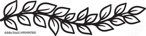 Foto A simple black and white line art illustration of a decorative leafy vine branch