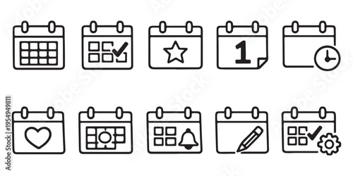 Planning icons collection, solid style icons of scheduling and planning, calendar with clock, appointment icon, meeting time icon, workflow and time management 