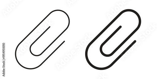 Attachment clip icon in black color. Vector icons on white background