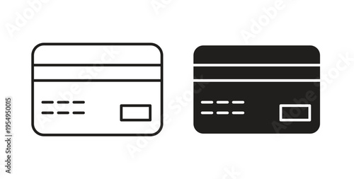 ATM card icon in black color. Vector icons on white background