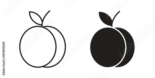 Apricot icon in black color. Vector icons on white background