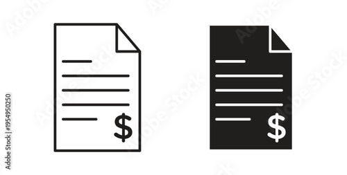 Billing icon in black color. Vector icons on white background
