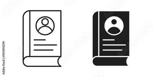 Biography icon in black color. Vector icons on white background