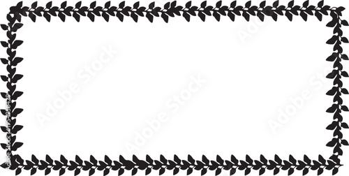 A simple rectangular frame decorated with a continuous vine pattern of small black leaves design