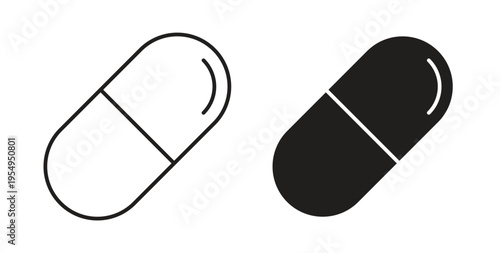 Capsule icon in black color. Vector icons on white background