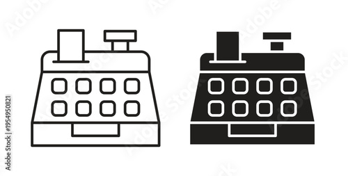 Cash register icon in black color. Vector icons on white background