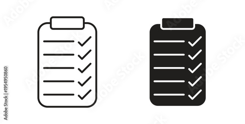 Check list icon in black color. Vector icons on white background