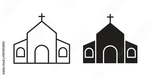 Church icon in black color. Vector icons on white background