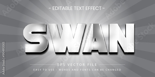 Silver Chrome Metallic 3D Editable Text Effect.