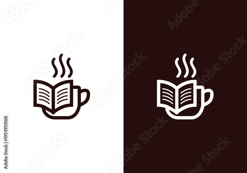Coffee Cup and Book Logo A Symbol of Reading and Relaxation.