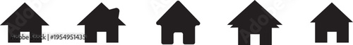 Collection home icons. House symbol. Set of real estate objects and houses black icons