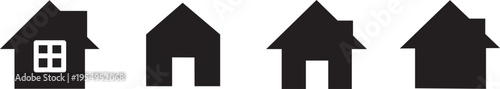 Collection home icons. House symbol. Set of real estate objects and houses black icons