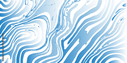 Seamless vector illustration of a wavy blue abstract background featuring geometric curves and a liquid water texture for a modern wallpaper design