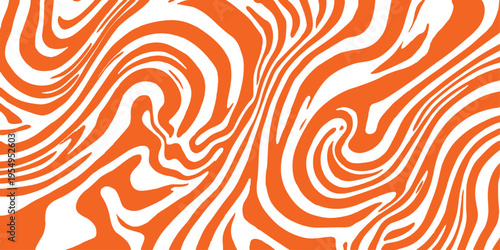 Seamless geometric abstract orange background vector illustration with black wave lines and swirl patterns for a decorative textile wallpaper design