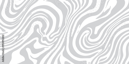 An abstract seamless geometric pattern with black wave lines and floral ornament textures creates a decorative vector wallpaper design for a modern textile backdrop illustration