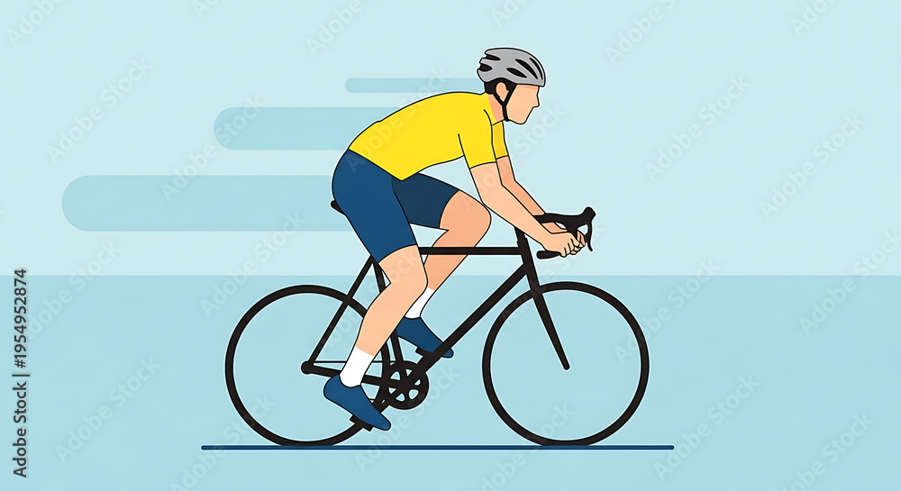 Fototapeta premium Illustration of a cyclist wearing a helmet and cycling outdoors