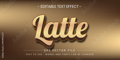 Coffee Latte Cafe Script Text Effect Vector