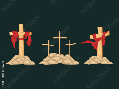 christian wood jesus religion faith holy icon cartoon cross easter vintage worship bible hope flat