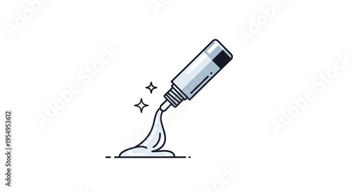 Cosmetic tube dispensing white cream with shimmering sparkles, isolated white background