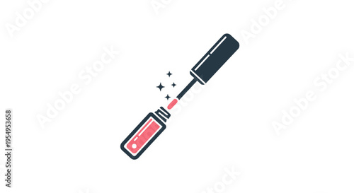 Sparkling Lip Gloss or Nail Polish Bottle with Applicator on Isolated White Background