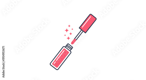Open Lip Gloss Tube with Applicator Brush and Radiant Sparkle, Vibrant Pink, Isolated White Background