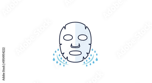 A facial mask with water droplets.