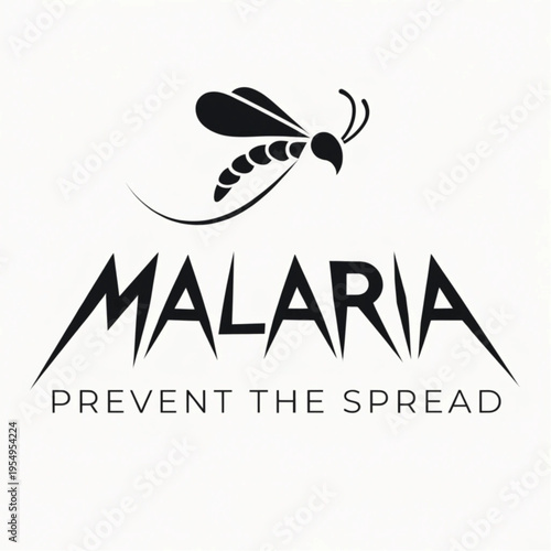 Malaria Awareness Concept with Mosquito Silhouette and Text