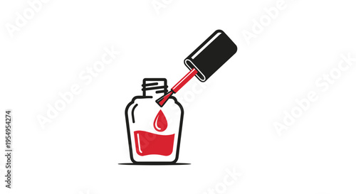 Nail polish bottle with red liquid.