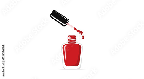 Red nail polish bottle with applicator.