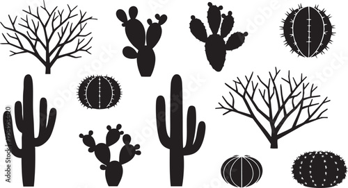 Hand drawn vector cactus set featuring colorful fingerprint patterns and human handprint art silhouettes for a unique identity sign design