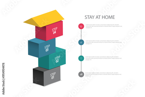 Colorful blocks with stay at home message