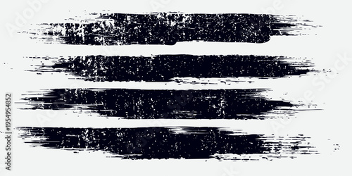 Black ink brush strokes set hand drawn grunge paint textures isolated on white background vector