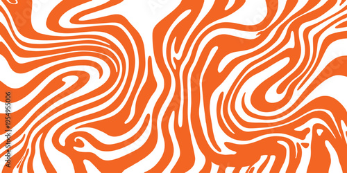Orange geometric vector art features an abstract seamless pattern with wavy lines and zebra style curves for a decorative textile wallpaper background