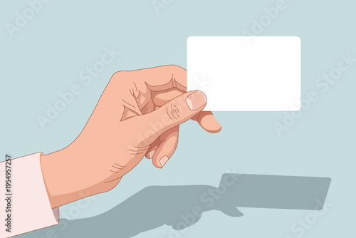 Hand Holding Blank Card Mockup Illustration, Business Card Template, Minimal Clean Design