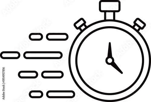 A stopwatch with speed lines indicating rapid movement or acceleration