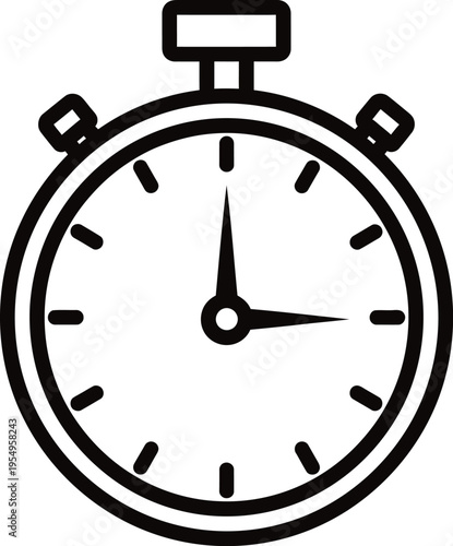 A simple line drawing of a stopwatch with a white face
