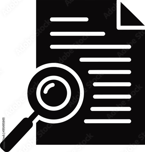 Document search icon with magnifying glass