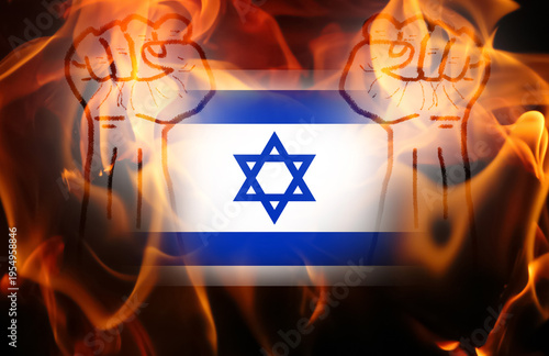 Fotografie Conflict and social unrest in Israel concept