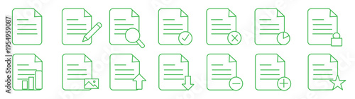 Art & Illustration Office document icon set in line style. download, print office simple black style symbol sign for apps and website, vector illustration.