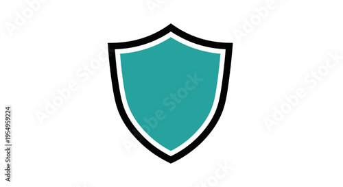 Teal shield icon with black and white outline on a clean white background Free Download Teal shield icon with black and white outline on a clean white background - GFXLoad