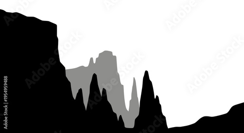 Dramatic mountain range scenery is presented in stark contrast creating a bold black silhouette high quality professional detailed modern elegant stylish