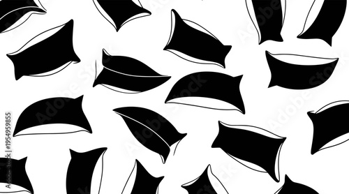 Pillow shapes scattered across white background pattern, no seamless
